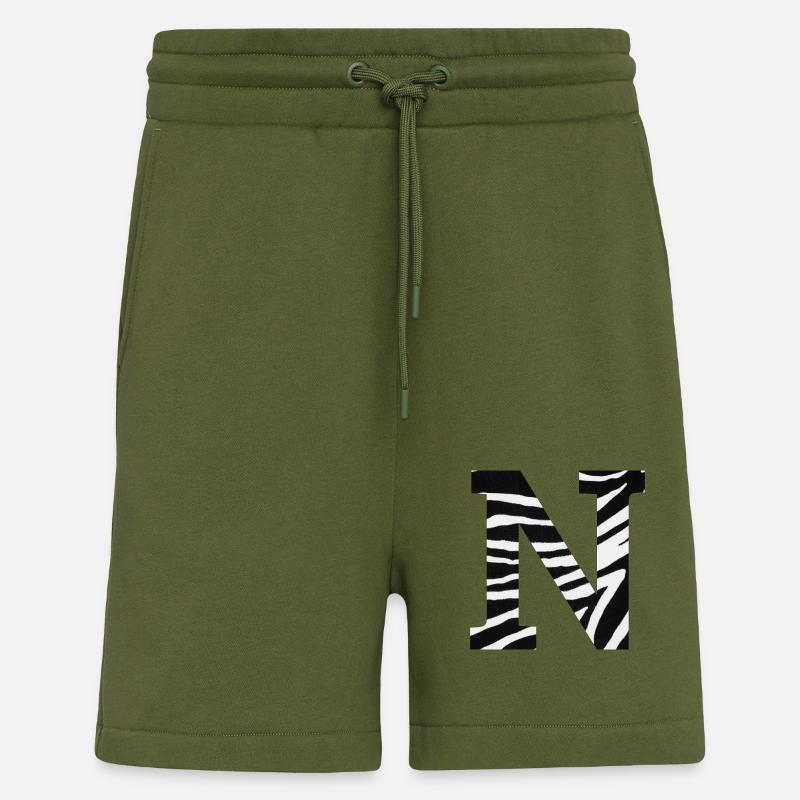 Buchstabe n Zebra - Shorts - made by SPREAD - MOSS GREEN