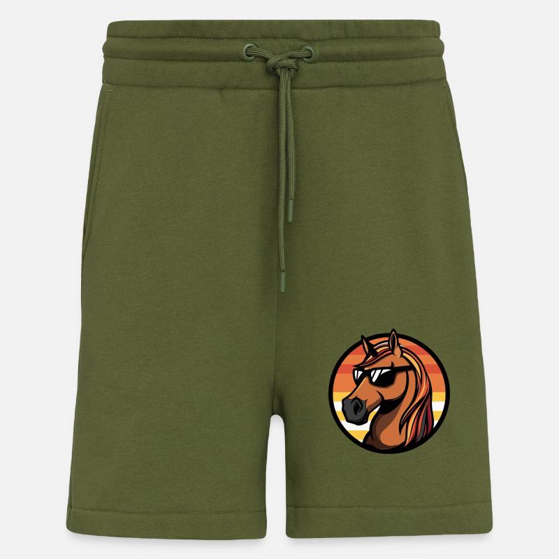 Cheval Bande dessinée cool - Short bio décontracté fabriqué en UE - MOSS GREEN