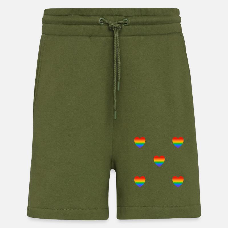 Regenbogen-Herzen - Shorts - made by SPREAD - MOSS GREEN