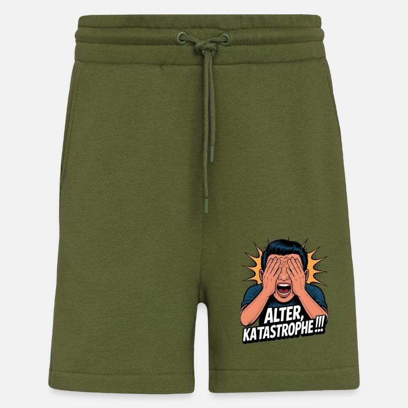 Alter Katastrophe Lustiger Spruch Meme - Shorts - made by SPREAD - MOSS GREEN