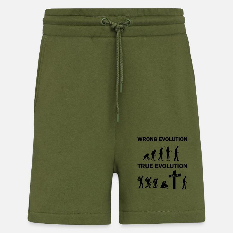 Jésus de la véritable évolution - Short bio décontracté fabriqué en UE - MOSS GREEN