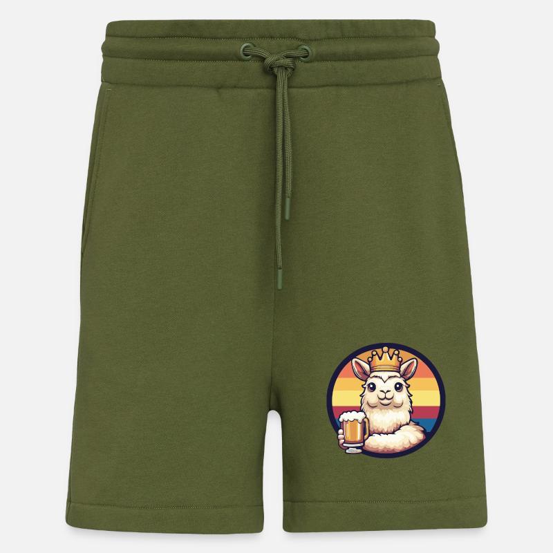 Alpaka Llama Bier - Shorts - made by SPREAD - MOSS GREEN