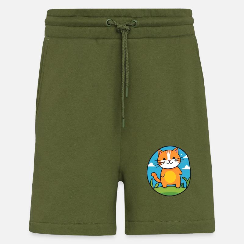 Katze im Comicstil - Shorts - made by SPREAD - MOSS GREEN
