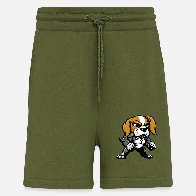 Bande dessinée Beagle Dog - Short bio décontracté fabriqué en UE - MOSS GREEN