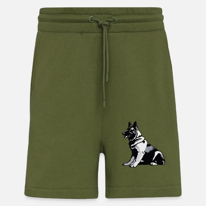 Sitting German Shepherd - Pet Sticker - Shorts - made by SPREAD - MOSS GREEN