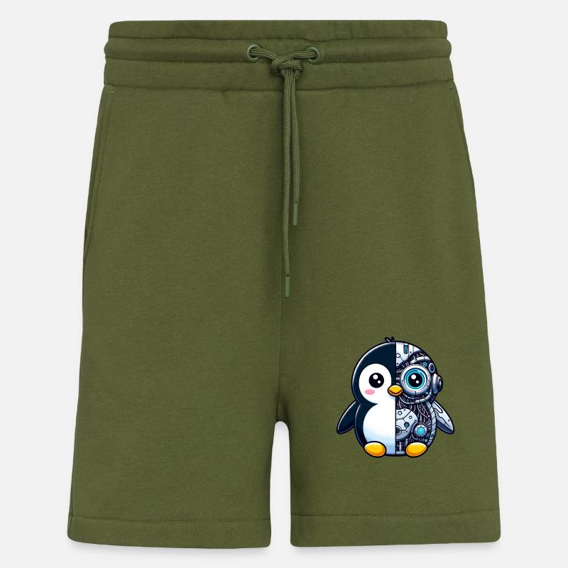 Mignon pingouin cyborg robot - Short bio décontracté fabriqué en UE - MOSS GREEN