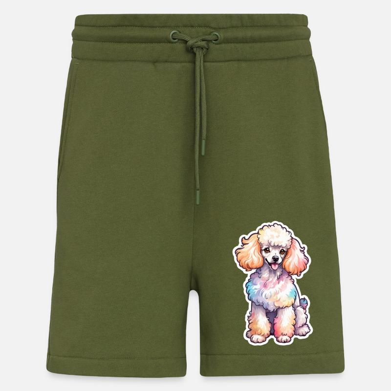 Aquarelles de caniche - Short bio décontracté fabriqué en UE - MOSS GREEN