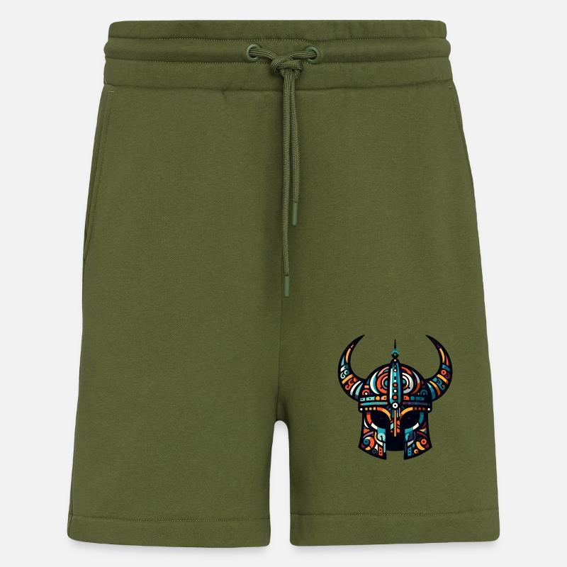 Wikingerhelm mit abstraktem Muster - Shorts - made by SPREAD - MOSS GREEN