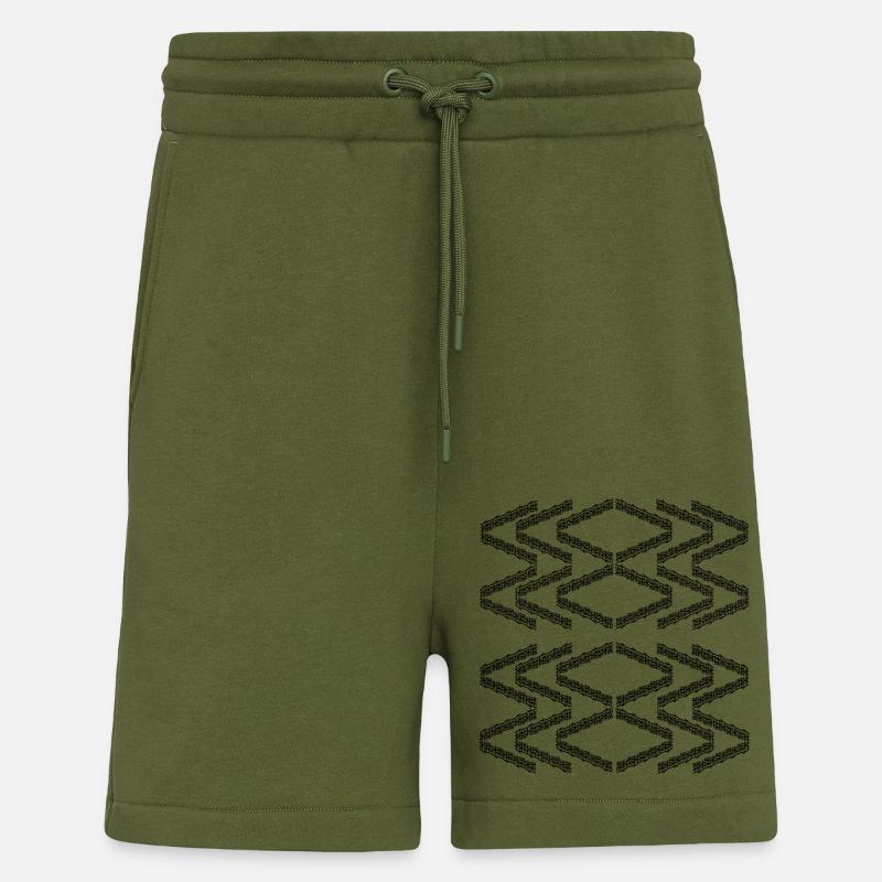 Motif en zigzag - Short bio décontracté fabriqué en UE - MOSS GREEN