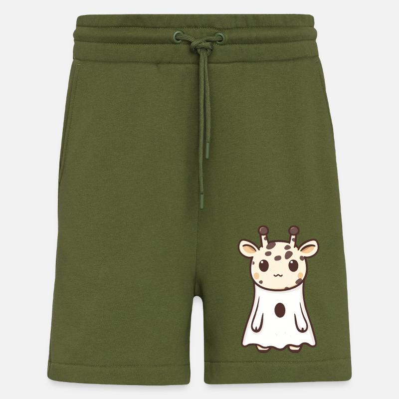 Giraffe Halloween Comic Ghost - Shorts - made by SPREAD - MOSS GREEN