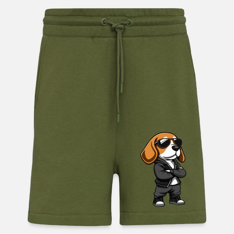 Bande dessinée chien teckel - Short bio décontracté fabriqué en UE - MOSS GREEN
