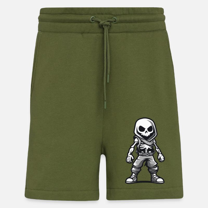 Skeleton Halloween Comic - Shorts - made by SPREAD - MOSS GREEN