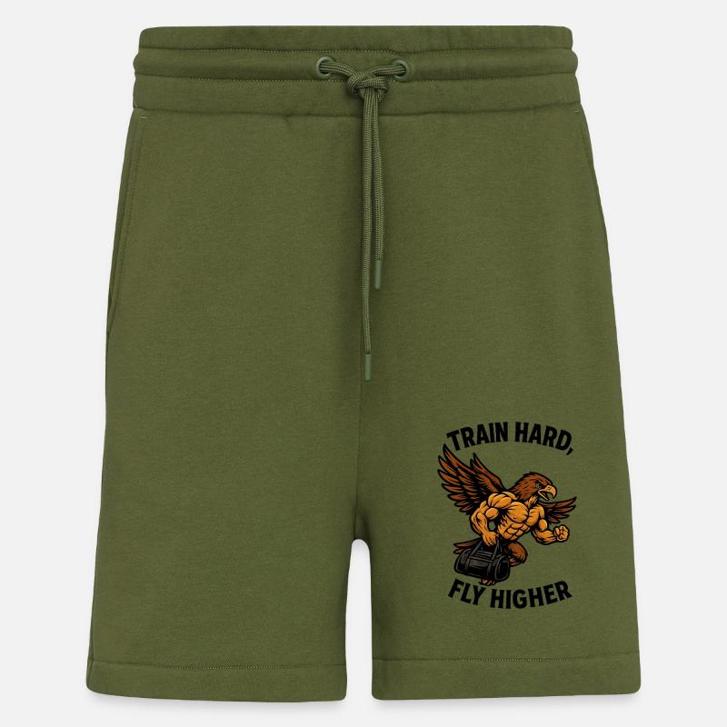 TRAIN HARD, FLY HIGHER - Shorts - made by SPREAD - MOSS GREEN