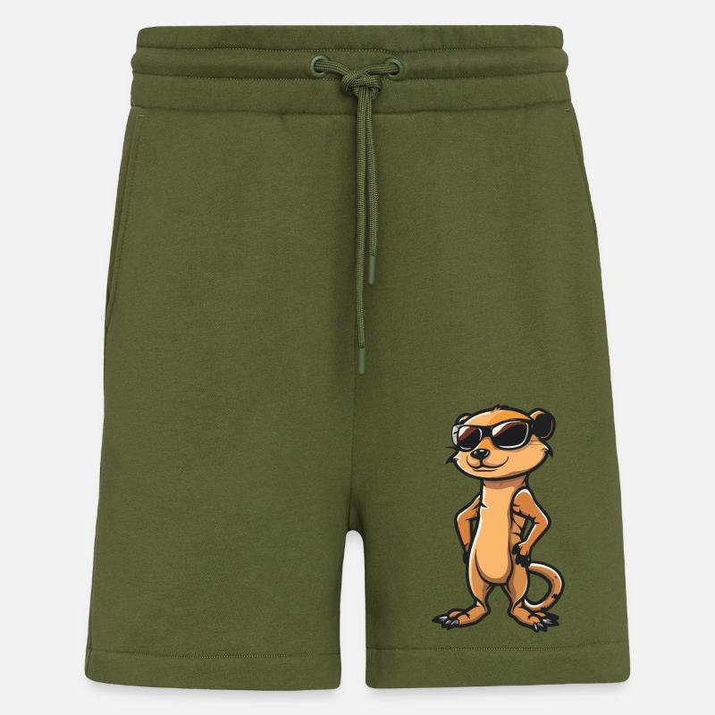 Suricate Bande Dessinée Cool - Short bio décontracté fabriqué en UE - MOSS GREEN