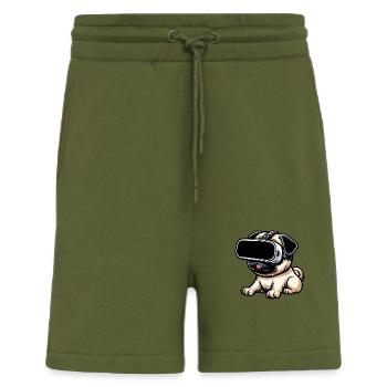 hund mops vr virtual reality gamer zocker - Shorts - made by SPREAD - MOSS GREEN - Vorne