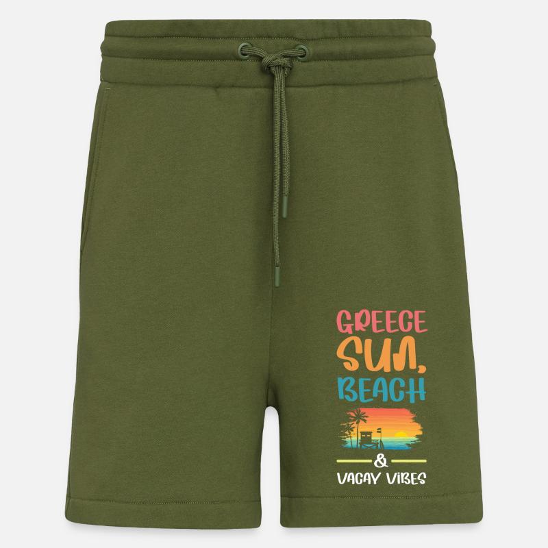 Ambiance de vacances en Grèce - Short bio décontracté fabriqué en UE - MOSS GREEN