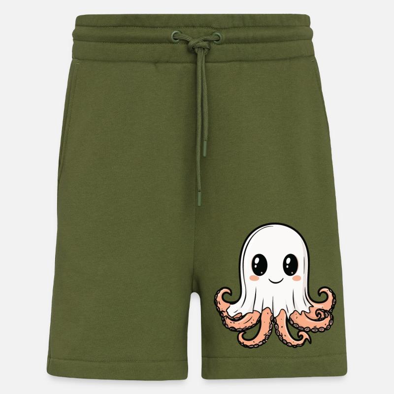 Octopus Halloween Funny Ghost - Shorts - made by SPREAD - MOSS GREEN