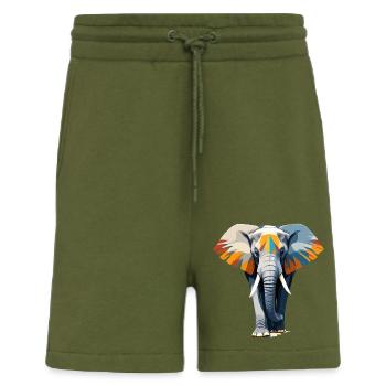 Elefant Vektor Kunst Lebendige Farbe Illustration - Shorts - made by SPREAD - MOSS GREEN - Vorne