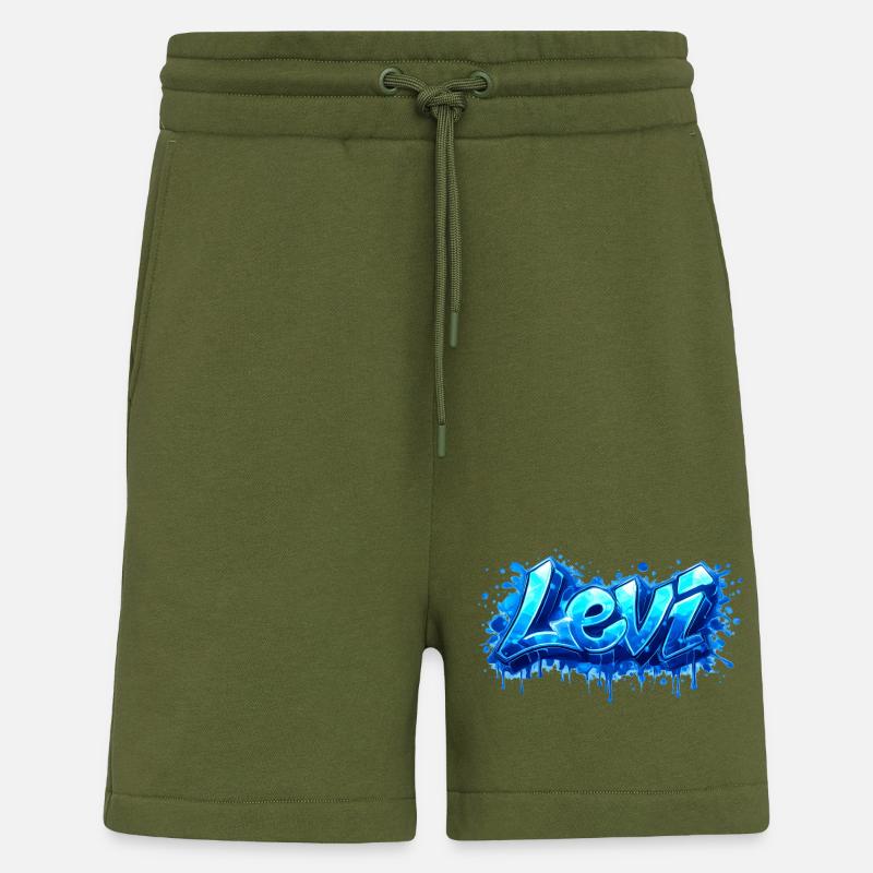 LEVI GRAFFITI NAME FOR PERFECT GIFT PRINTABLE  - Short bio décontracté fabriqué en UE - MOSS GREEN