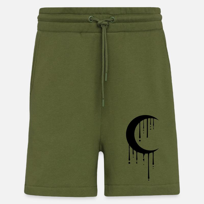 moon sickle moon crescent night full moon graffiti t - Shorts - made by SPREAD - MOSS GREEN
