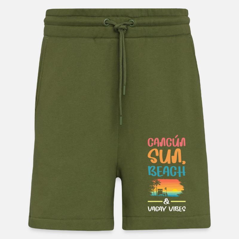 Ambiance de vacances à Cancún - Short bio décontracté fabriqué en UE - MOSS GREEN