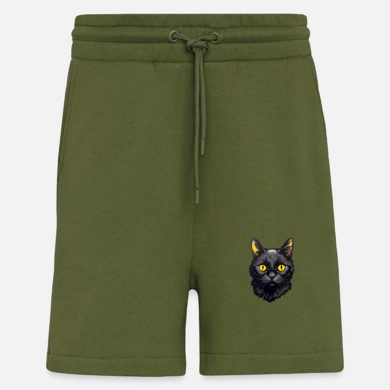 Visage de chat noir - Short bio décontracté fabriqué en UE - MOSS GREEN