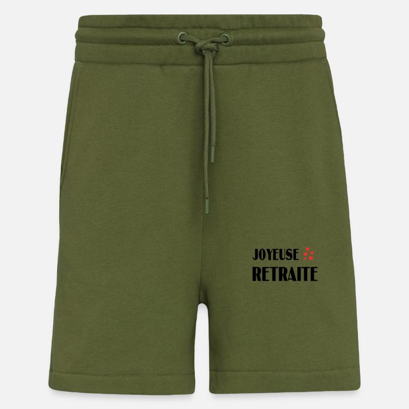 RETRAITE. BONNE RETRAITE. JOYEUSE RETRAITE - Short bio décontracté fabriqué en UE - MOSS GREEN