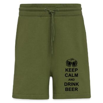 Spruch Keep Calm Beer - Shorts - made by SPREAD - MOSS GREEN - Vorne