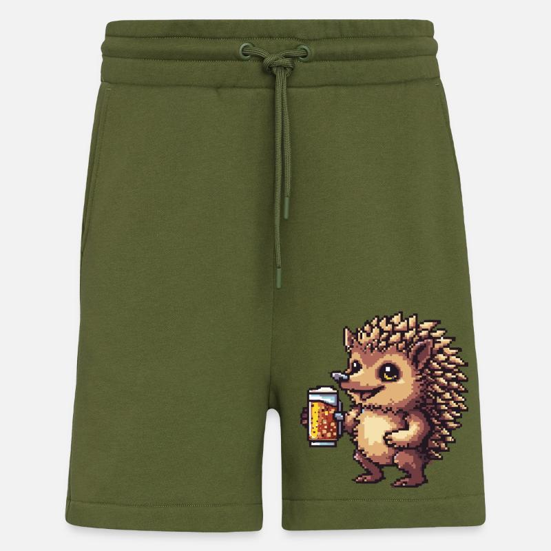 Hedgehog Pixel Beer - Shorts - made by SPREAD - MOSS GREEN