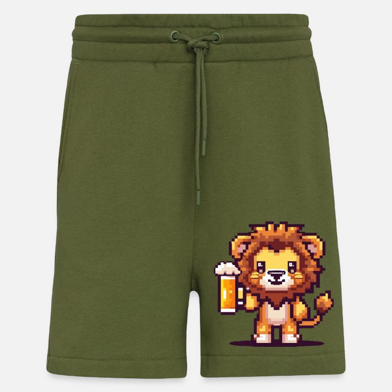 Lion Pixel Beer - Shorts - made by SPREAD - MOSS GREEN