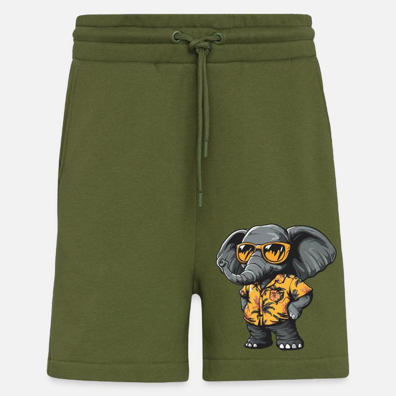 Mammouth Comique Drôle d’été - Short bio décontracté fabriqué en UE - MOSS GREEN