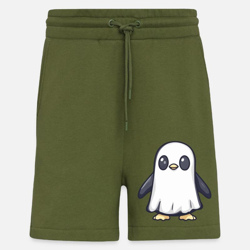 Penguin Halloween Funny Ghost - Shorts - made by SPREAD - MOSS GREEN