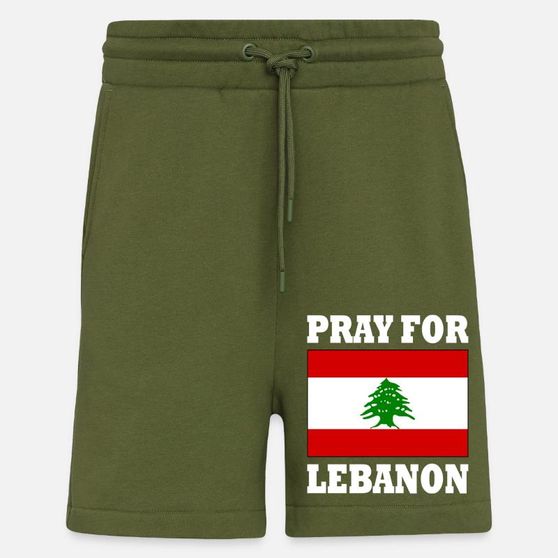 Pray for lebanon - Short bio décontracté fabriqué en UE - MOSS GREEN