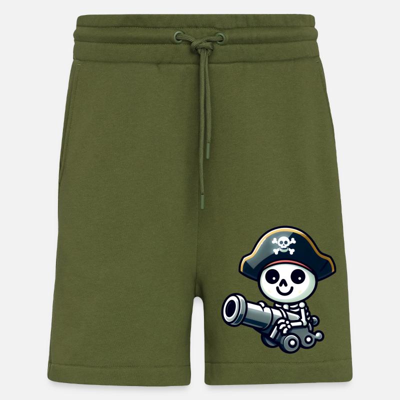 Crâne Pirate - Trésor Squelette - Short bio décontracté fabriqué en UE - MOSS GREEN