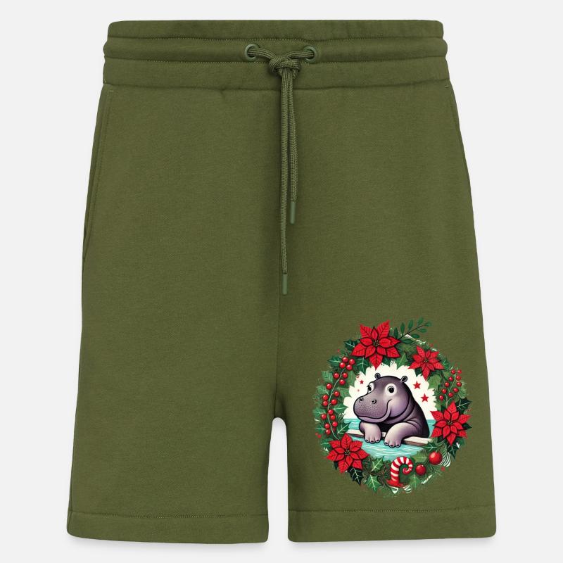 Weihnachts-Nilpferd - Shorts - made by SPREAD - MOSS GREEN