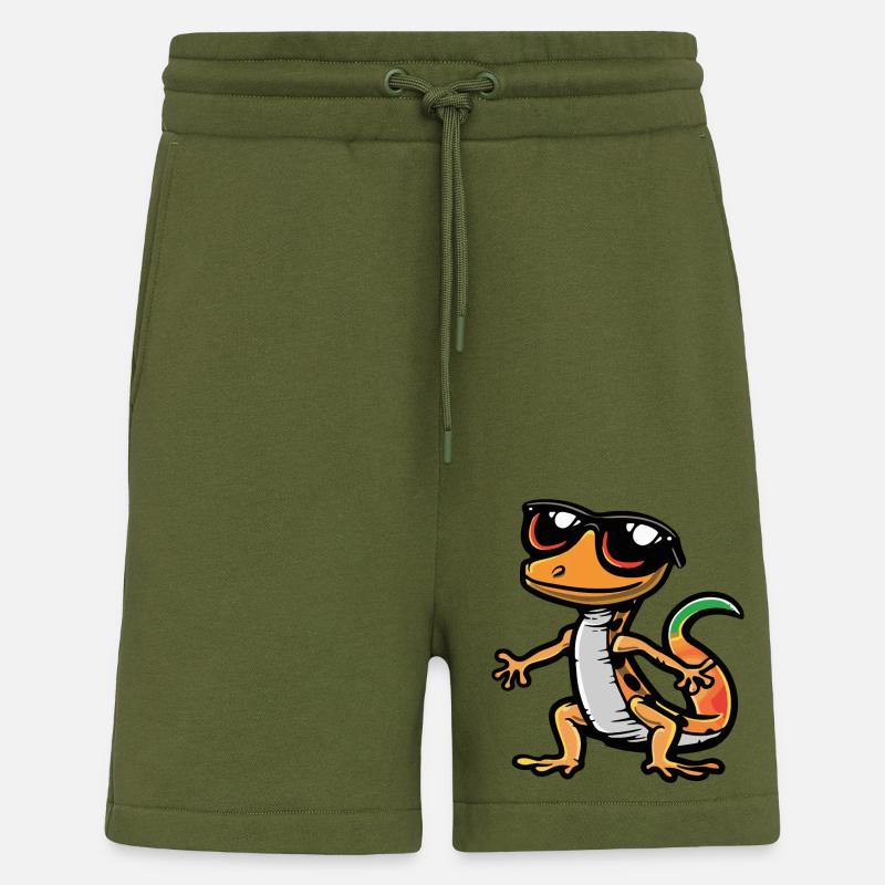 lézard bande dessinée cool - Short bio décontracté fabriqué en UE - MOSS GREEN