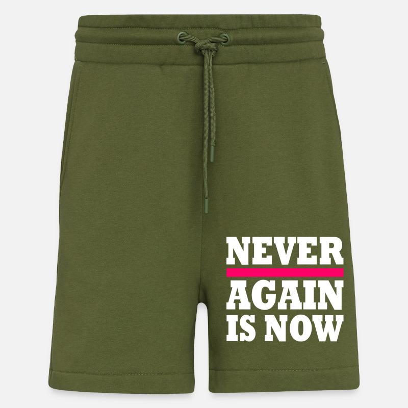 Never again is now - Shorts - made by SPREAD - MOSS GREEN
