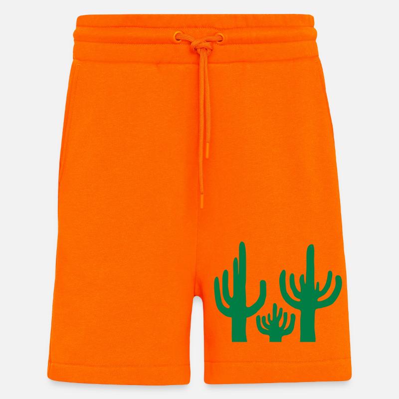 3 Cactus Desert Silhouette - Short bio décontracté fabriqué en UE - SUNSET ORANGE