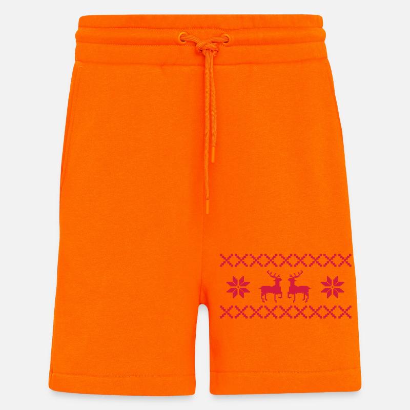 Norway Pattern Deer Christmas - Shorts - made by SPREAD - SUNSET ORANGE