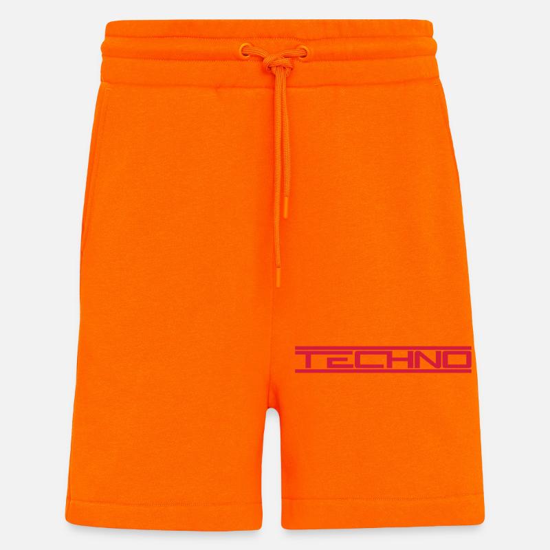 Techno barres rouges - Short bio décontracté fabriqué en UE - SUNSET ORANGE