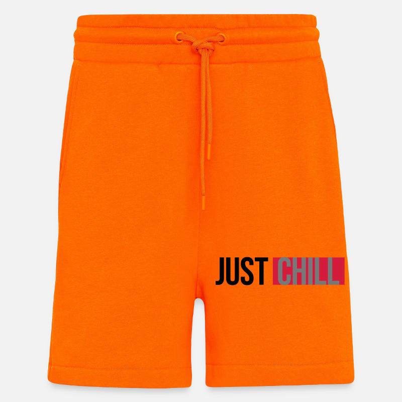 Just Chill Text Logo - Short bio décontracté fabriqué en UE - SUNSET ORANGE