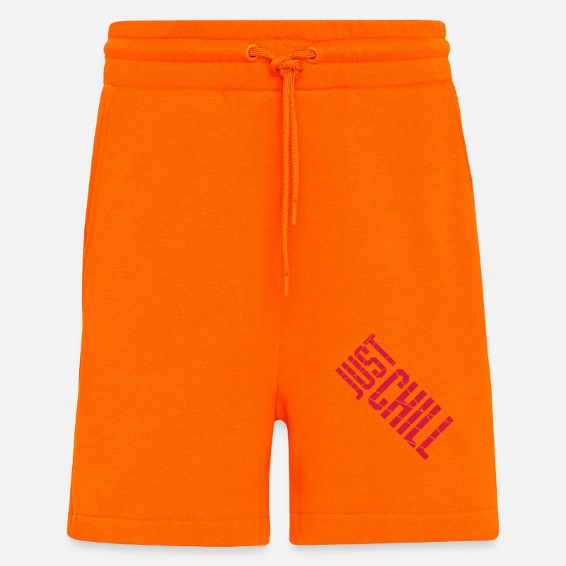 Just Chill Text Logo - Short bio décontracté fabriqué en UE - SUNSET ORANGE