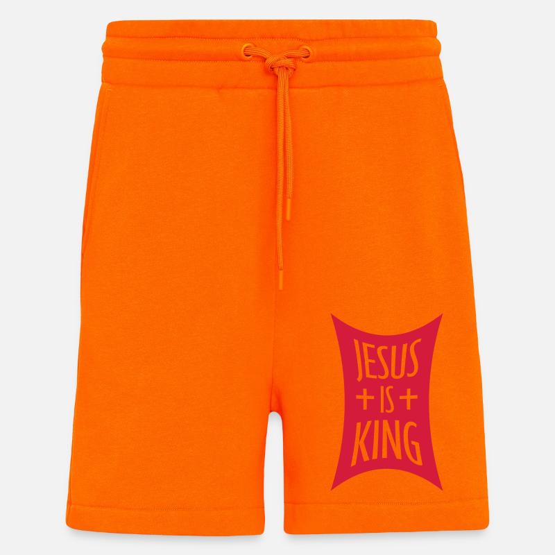 Citation de Jésus est roi - Short bio décontracté fabriqué en UE - SUNSET ORANGE