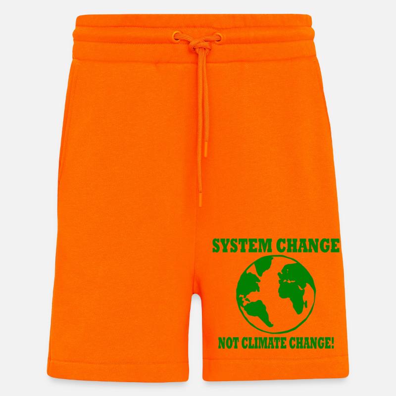 system change not climate change - Shorts - made by SPREAD - SUNSET ORANGE