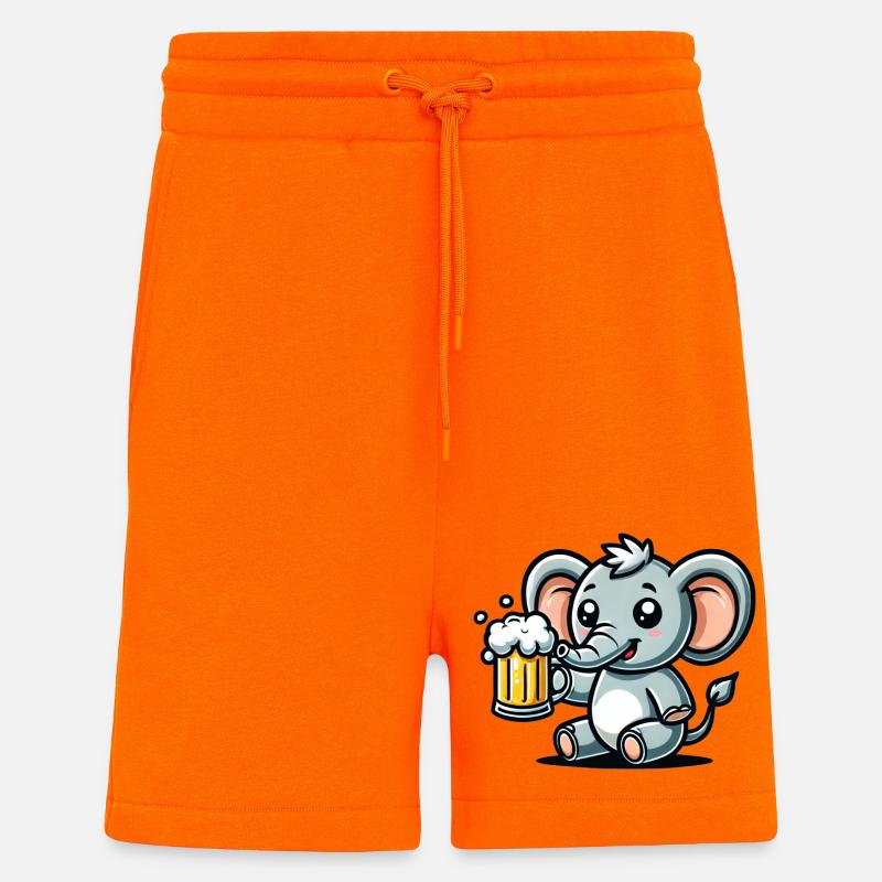 Cute Elephant Drinking Beer - Shorts - made by SPREAD - SUNSET ORANGE