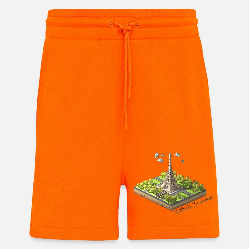 Geometrischer Low-Poly-Eiffelturm - Shorts - made by SPREAD - SUNSET ORANGE
