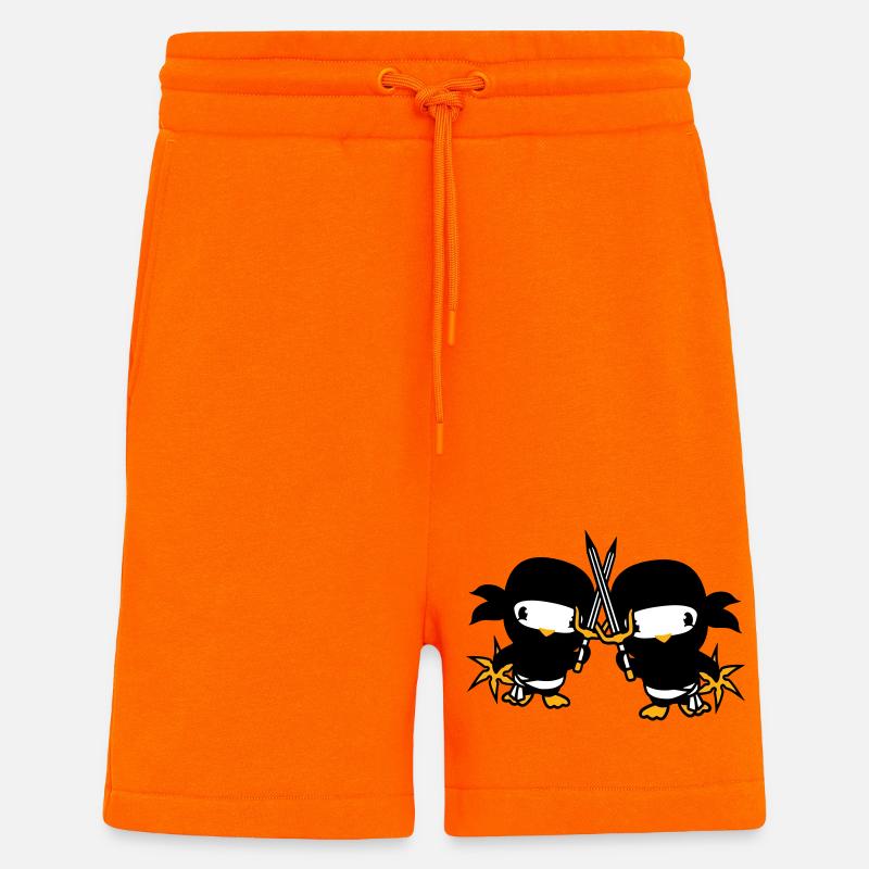 2 Oiseaux Ninja Fighter Assassin Épée Ninja Star - Short bio décontracté fabriqué en UE - SUNSET ORANGE