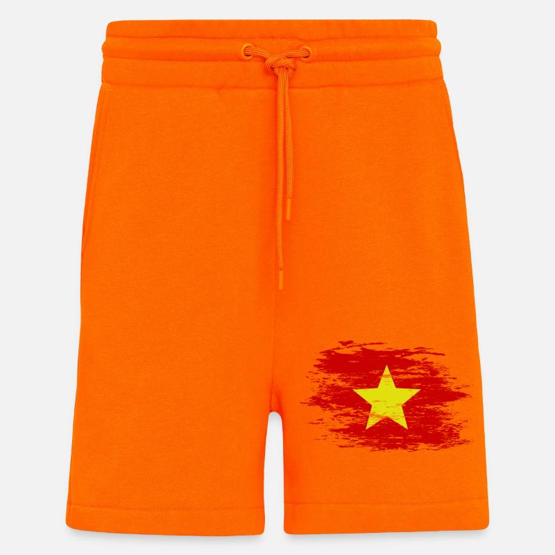 Drapeau du Vietnam utilisé - Short bio décontracté fabriqué en UE - SUNSET ORANGE