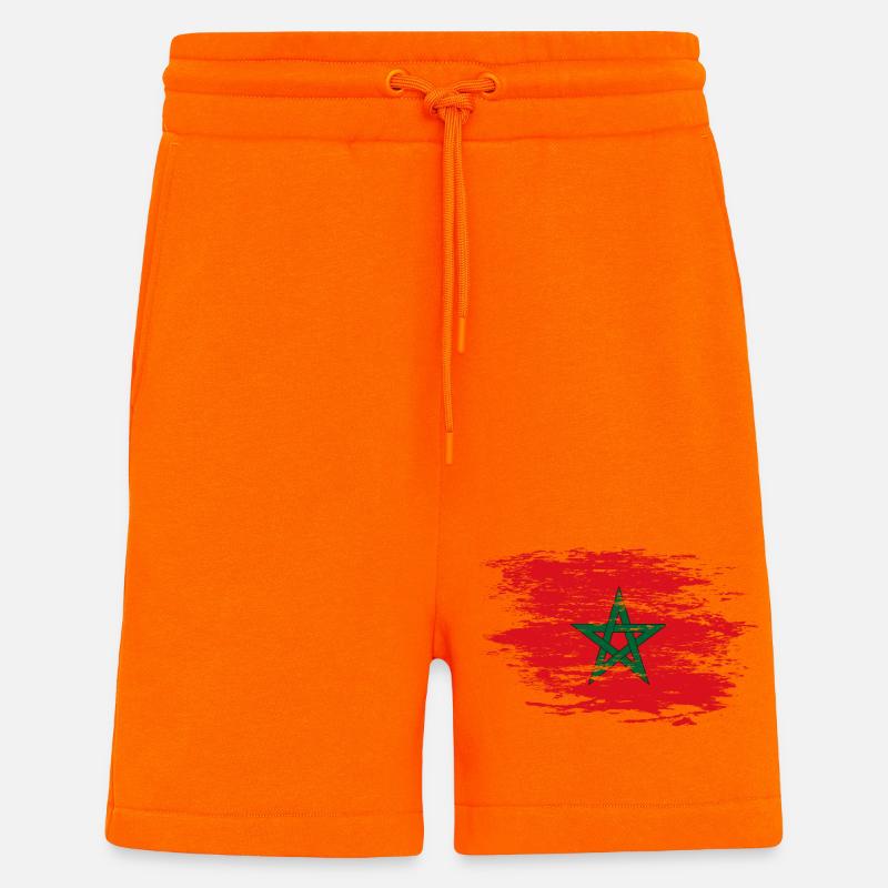Drapeau du Maroc utilisé - Short bio décontracté fabriqué en UE - SUNSET ORANGE