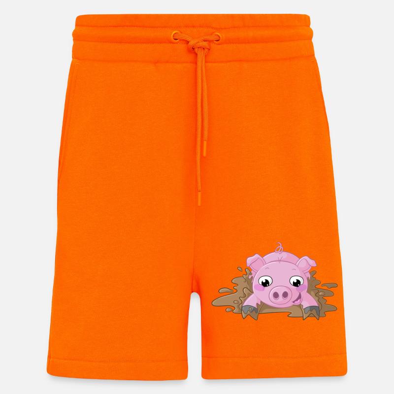 Planschendes Comic Schweinchen - Shorts - made by SPREAD - SUNSET ORANGE